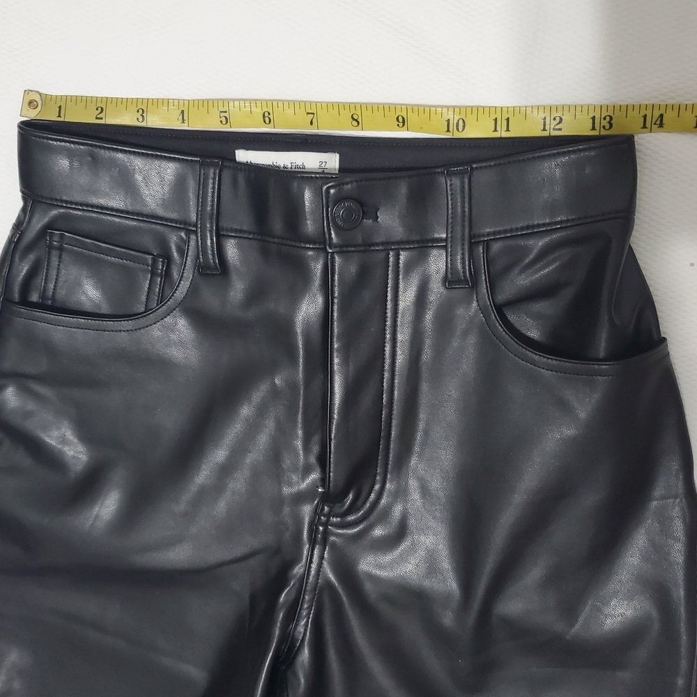 Abercrombie & Fitch Vegan Leather Ankle Straight Ultra High Rise Jeans 27 Waist - Picture 8 of 10